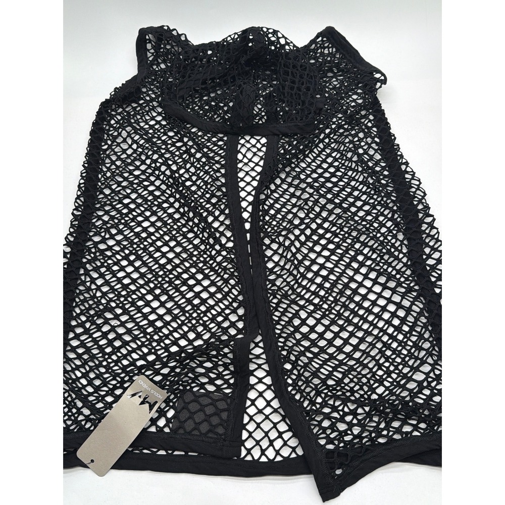Modus Vivendi Mens Black Fishnet Hooded Tank Top Size M Made in Greece NEW